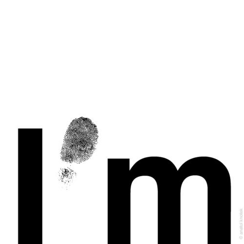 Mots " I'm " avec une empreinte digitale en guise d'apostrophe