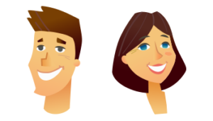 illustration graphique : deux visages heureux d'un homme et d'une femme